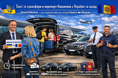 UkraineToMoldova is your reliable transfer Odesa - Chisinau and throughout Ukraine. The driver meets the passenger in the VIP lounge of Chisinau airport with a sign UKRAINETOMOLDOVA. Comfortable Mercedes S-Class, V-Class and Sprinter business-class cars provide a safe and fast transfer without transfers.
